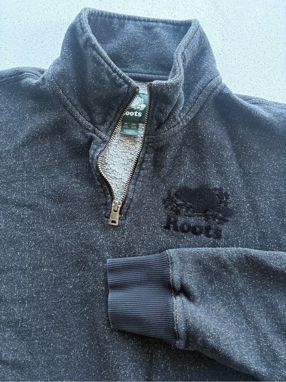 Roots Black Speckled Quarter-Zip Sweatshirt